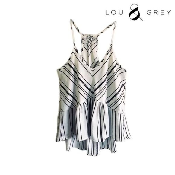 Lou & Grey‎ Womens Spaghetti Strap Loose Tops V Neck Peplum Flowy Shirts Tunics - Picture 1 of 7